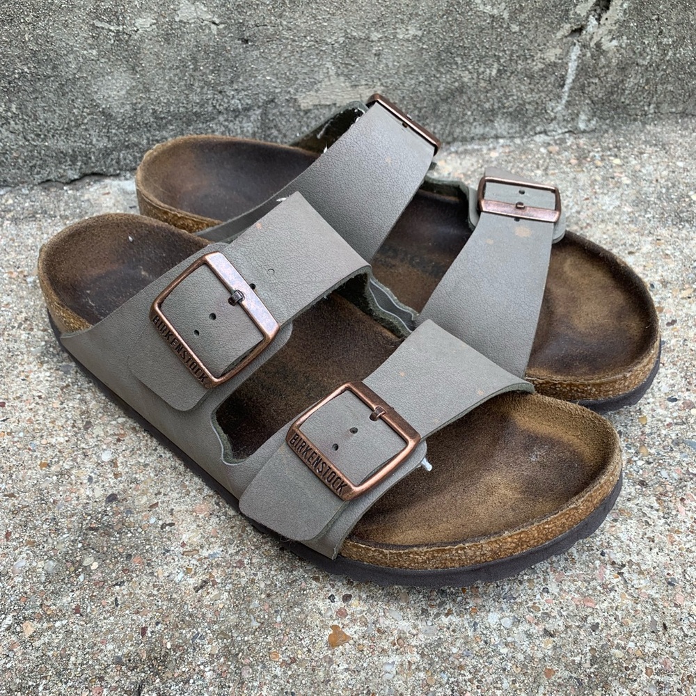 Grey Suede Leather Arizona Birkenstocks